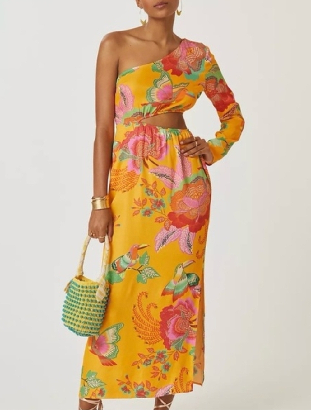 Farm Rio One-Shoulder Maxi Dress